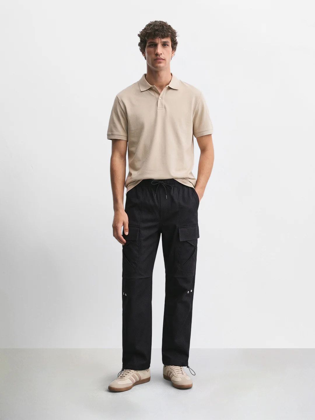 Men's Black Relaxed Fit Solid Utility Joggers - Image 6
