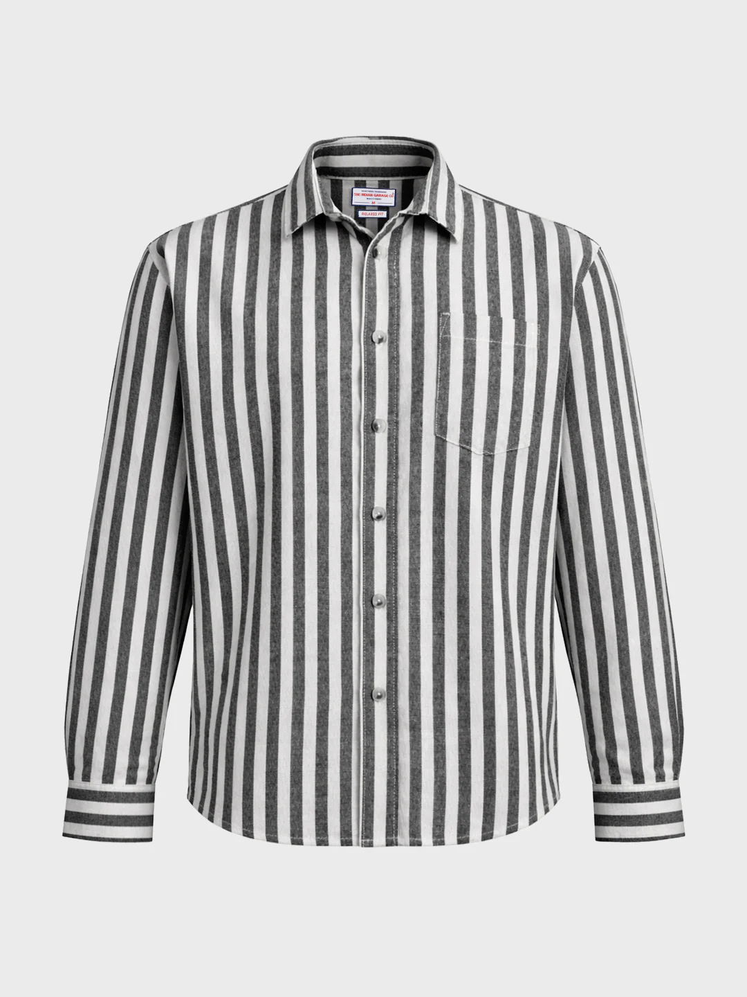 Men's Black Relaxed Fit Striped Casual Shirt - Image 6