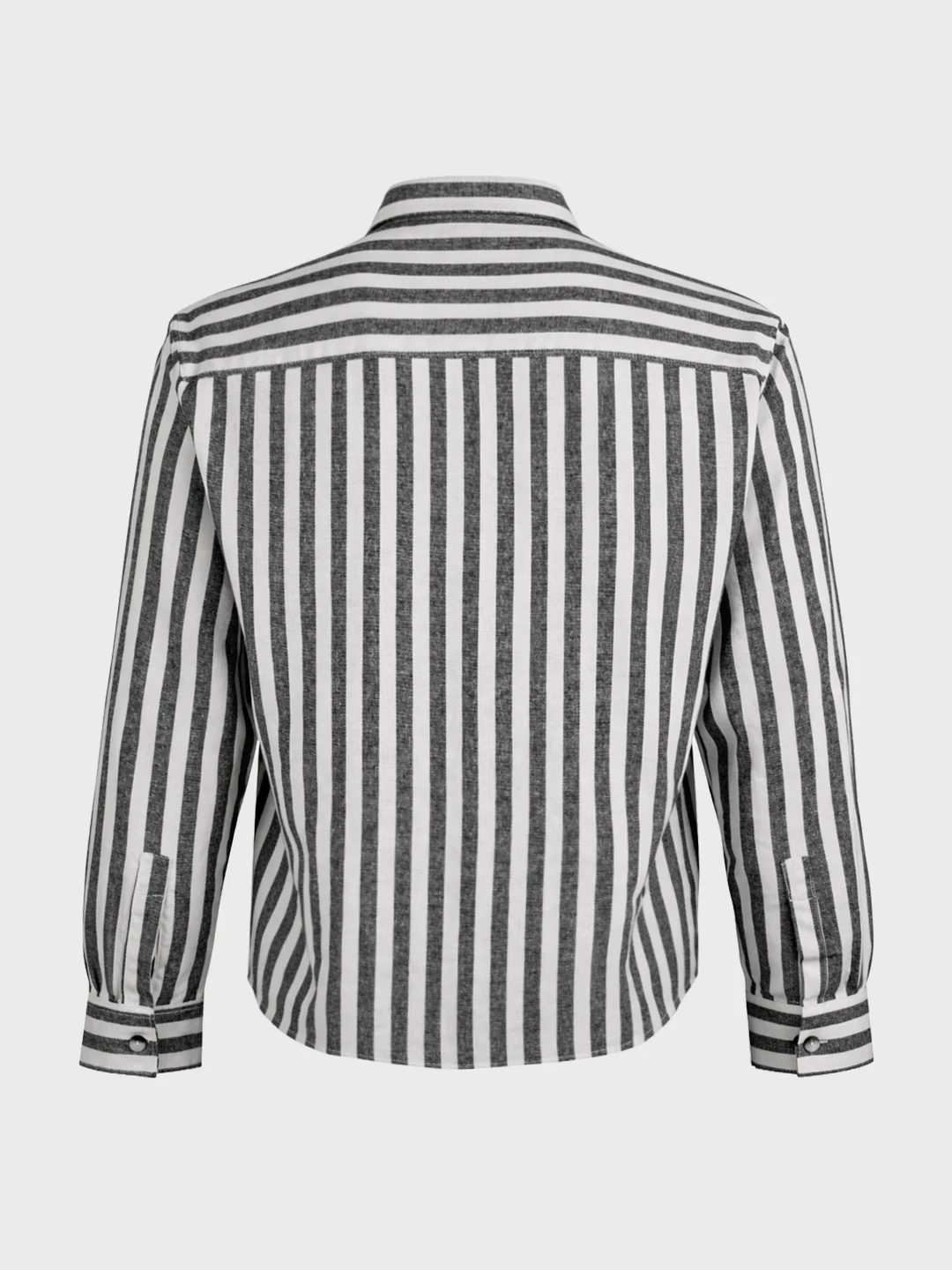 Men's Black Relaxed Fit Striped Casual Shirt - Image 7