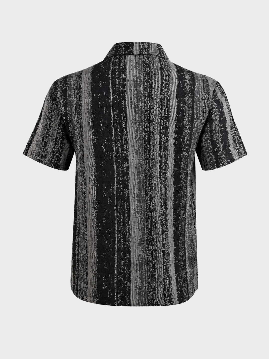 Men's Black Relaxed Fit Striped Casual Polo T-Shirt - Image 7
