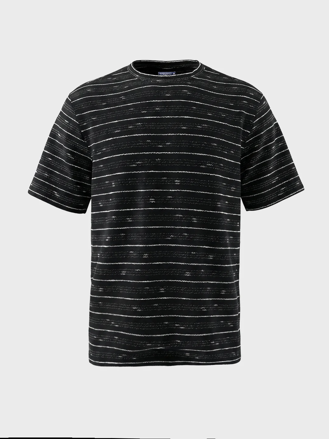 Men's Black Relaxed Fit Striped Resort Wear T-Shirt - Image 6