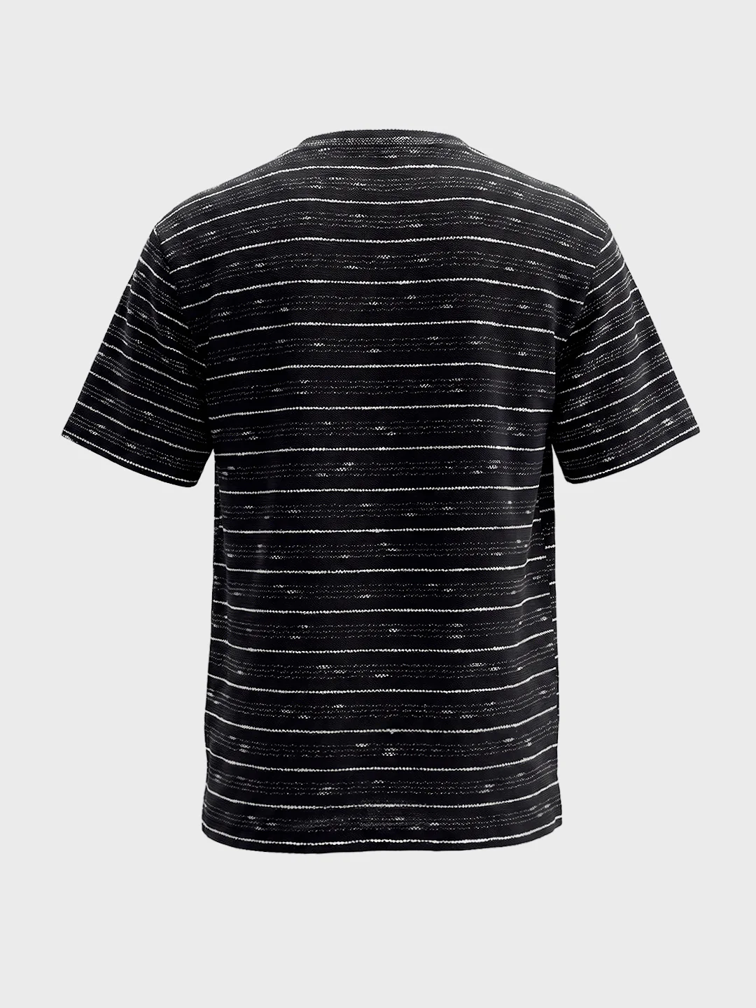 Men's Black Relaxed Fit Striped Resort Wear T-Shirt - Image 7