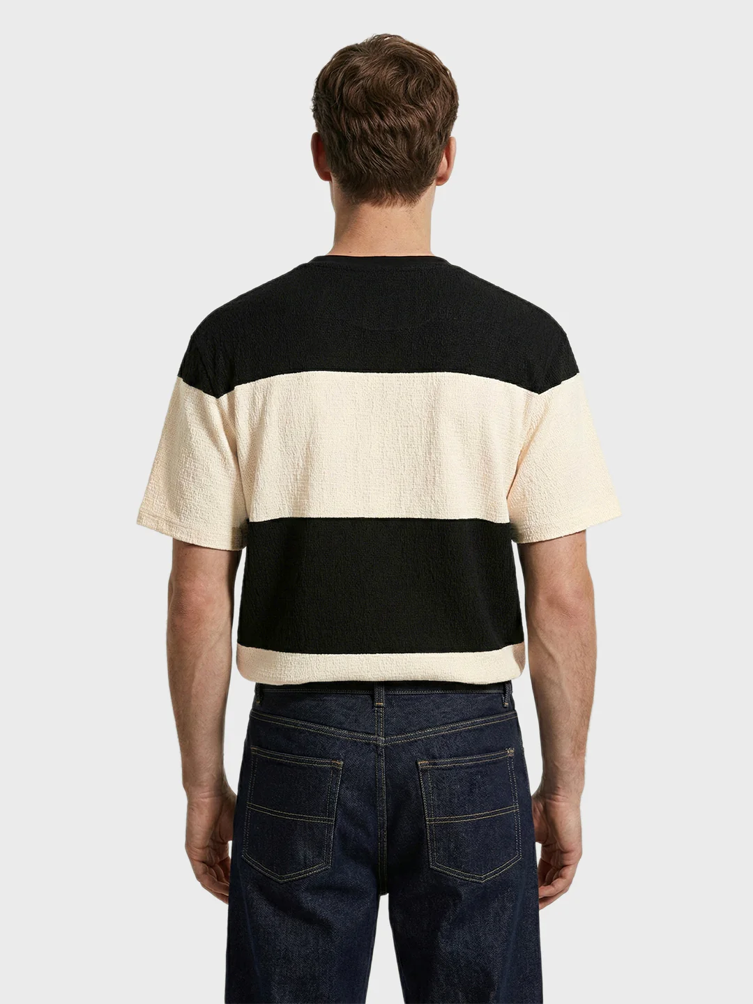 Men's Black Relaxed Fit Textured Casual T-Shirts - Image 4