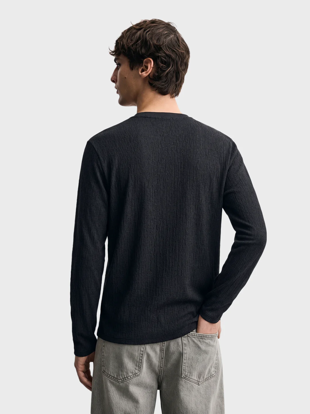 Men's Black Relaxed Fit Solid Casual T-Shirts - Image 5
