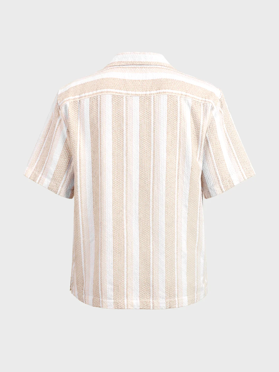 Men's Black Relaxed Fit Striped Resort Wear Shirt - Image 7