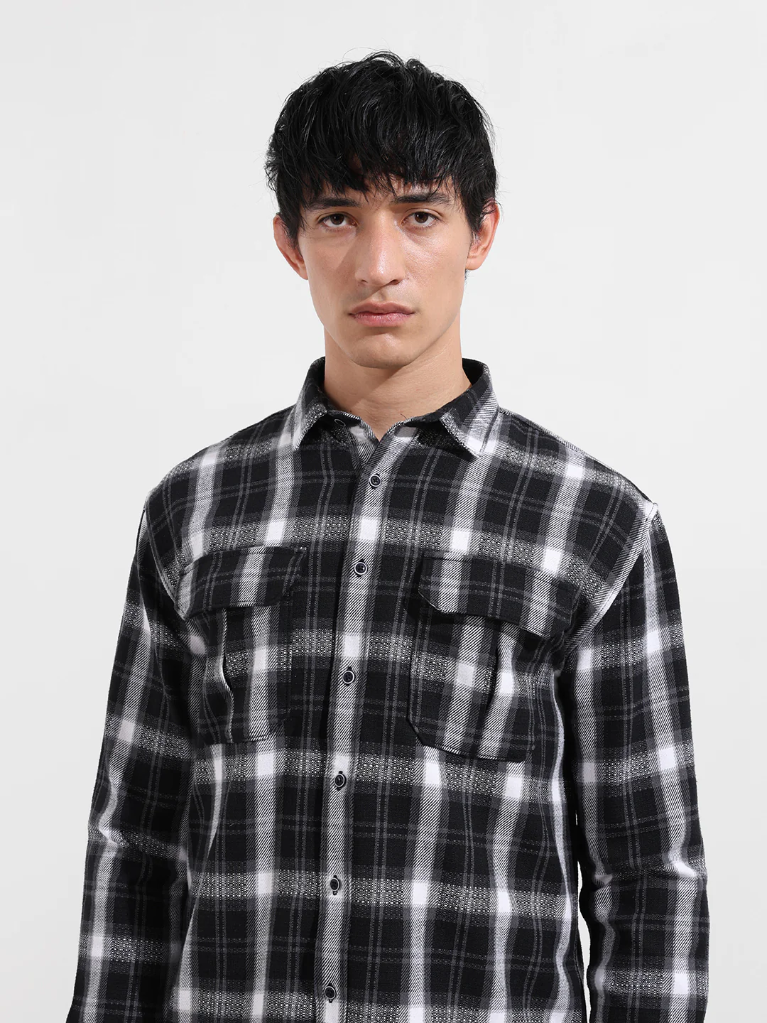 Men's Black Relaxed Fit Utility Striped Shirt - Image 6