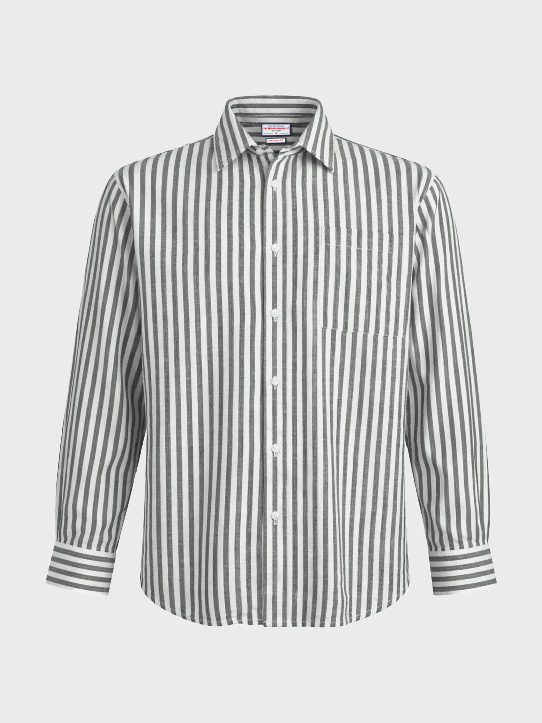 Men's Black Super Relaxed Fit Vertical Stripes Casual Shirt - Image 6