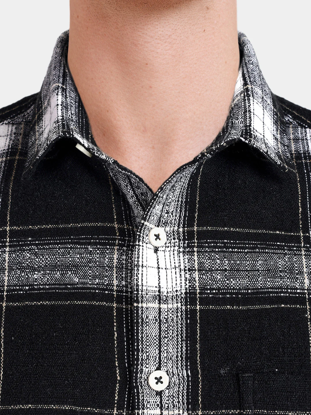 Men's Black Slim Fit Checkered Casual Shirt - Image 3
