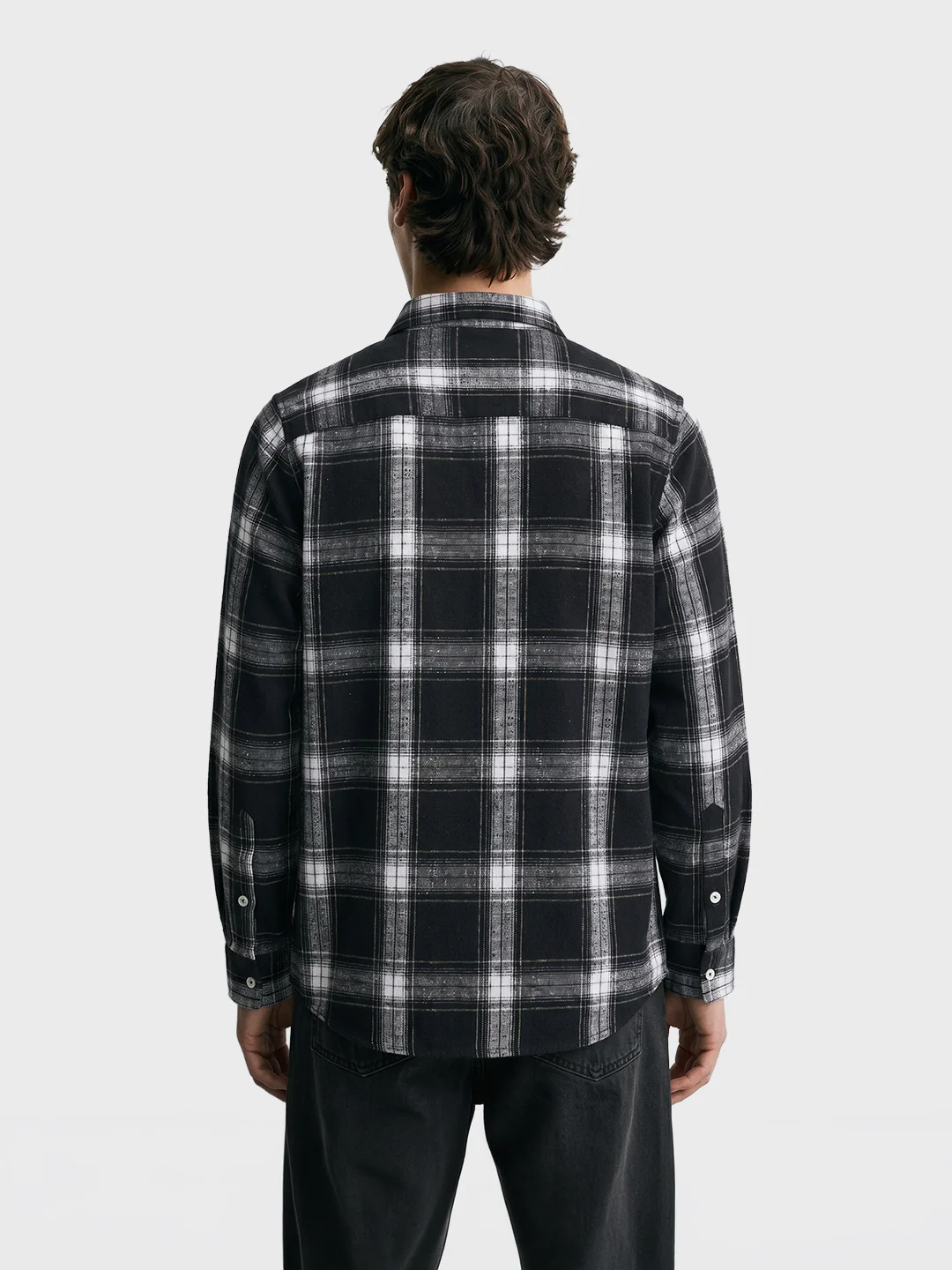Men's Black Slim Fit Checkered Casual Shirt - Image 5