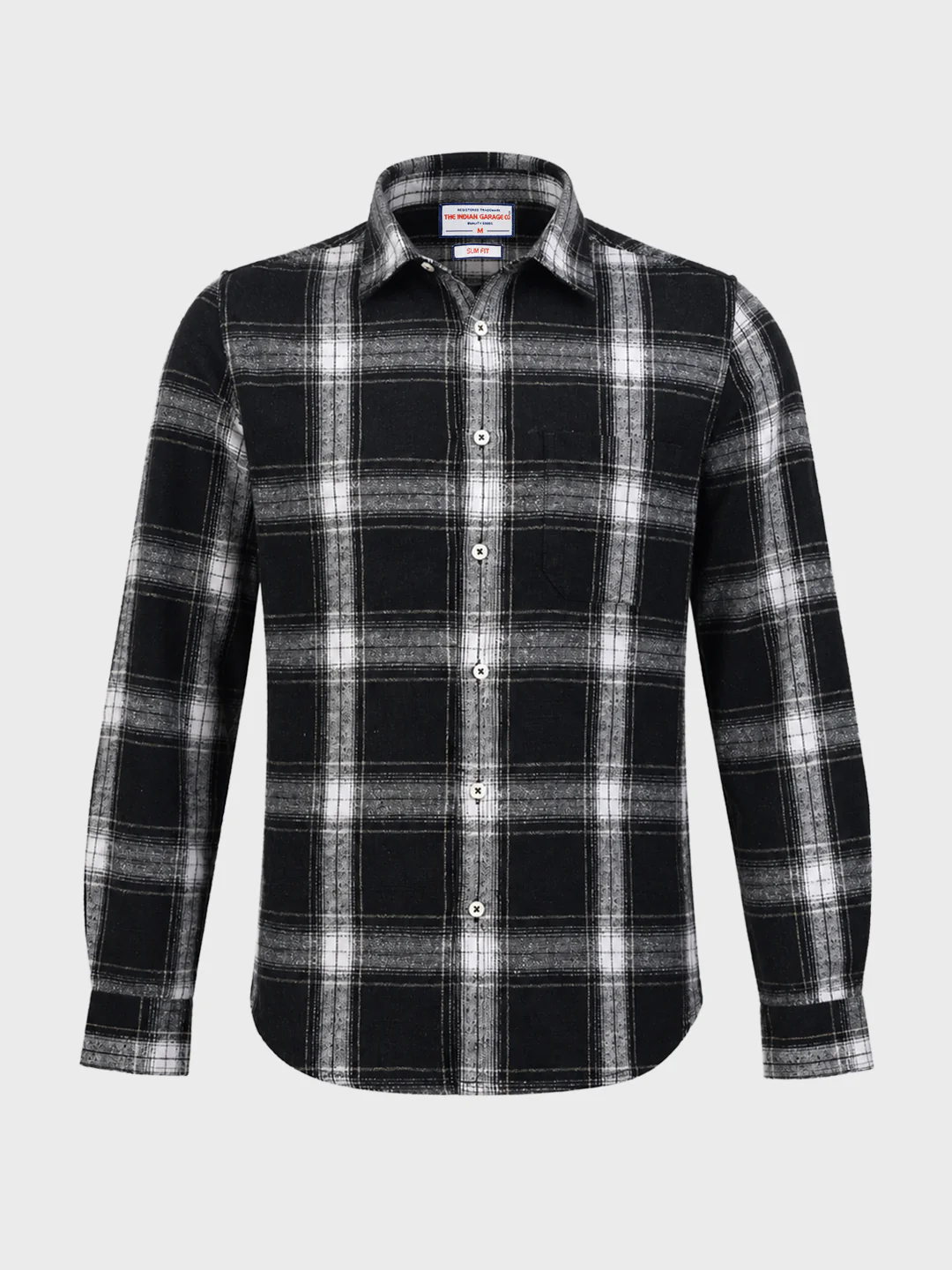 Men's Black Slim Fit Checkered Casual Shirt - Image 6