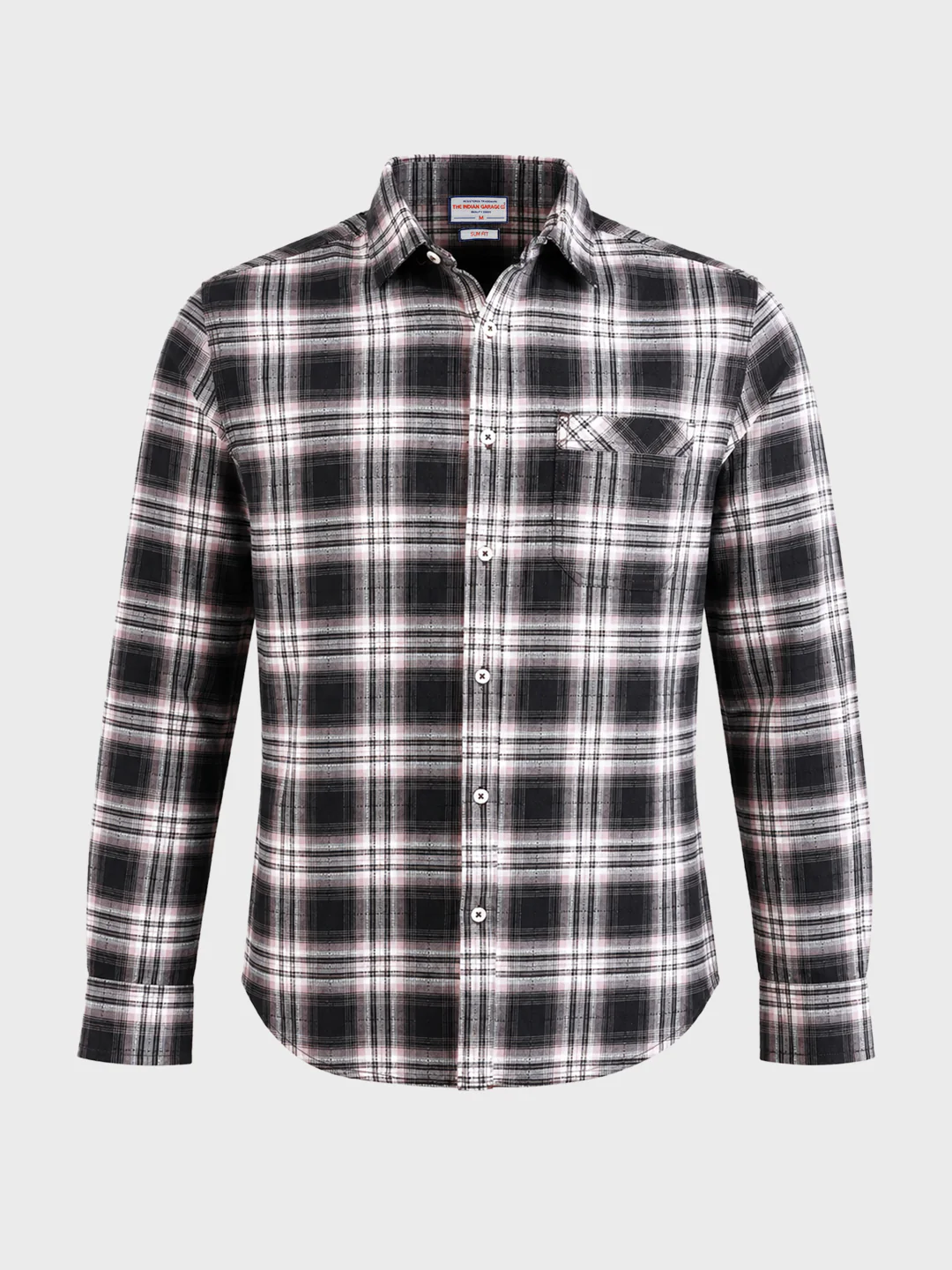 Men's Black Slim Fit Checkered Casual Shirt - Image 6