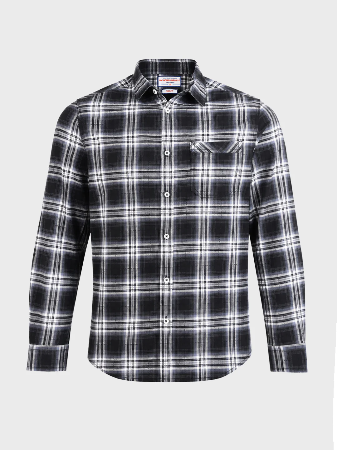 Men's Black Slim Fit Checkered Casual Shirt - Image 6