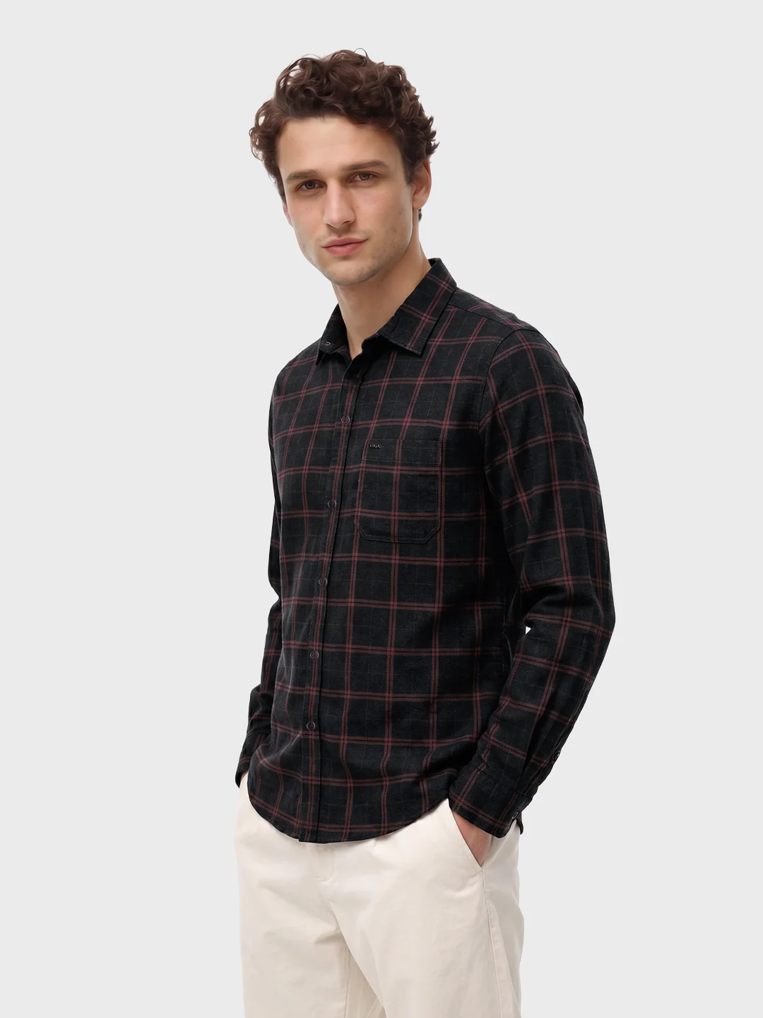 Men's Black Slim Fit Checkered Casual Shirts - Image 4