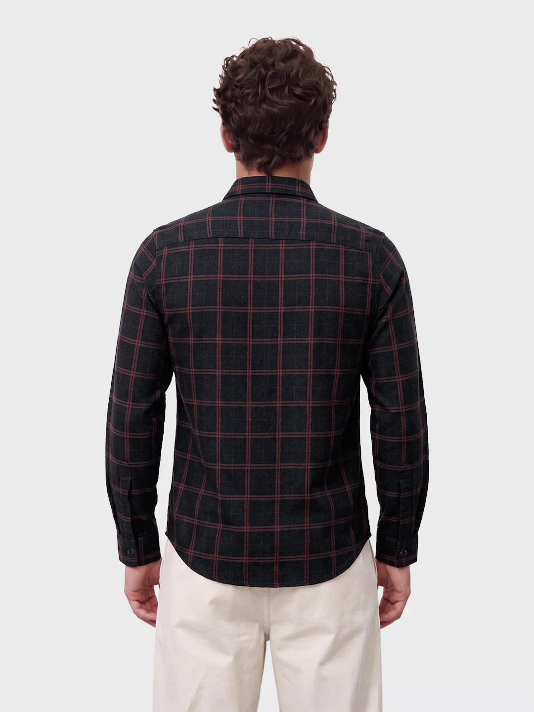 Men's Black Slim Fit Checkered Casual Shirts - Image 5