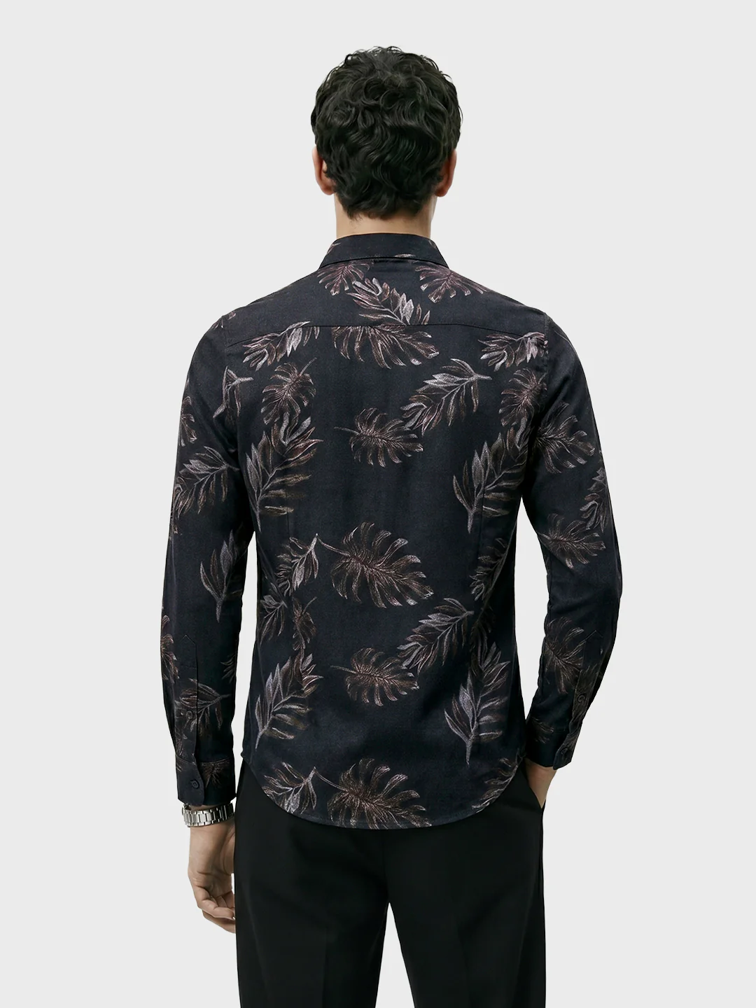 Men's Black Slim Fit Printed Casual Shirt - Image 5