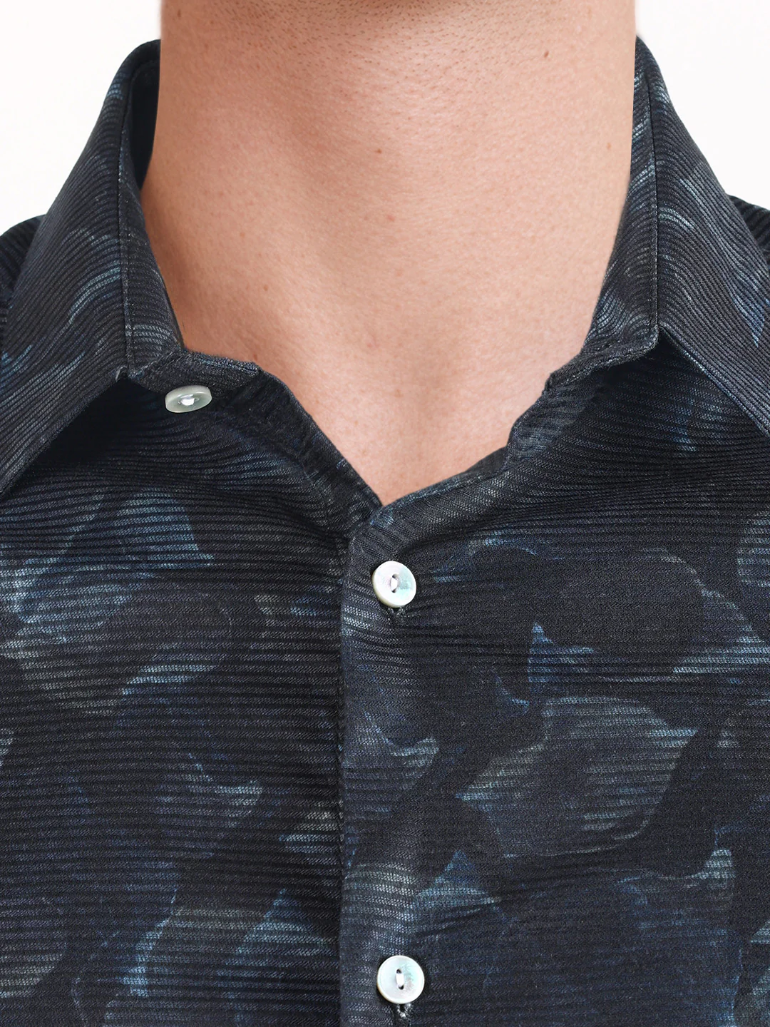 Men's Black Slim Fit Printed Party Wear Shirt - Image 3