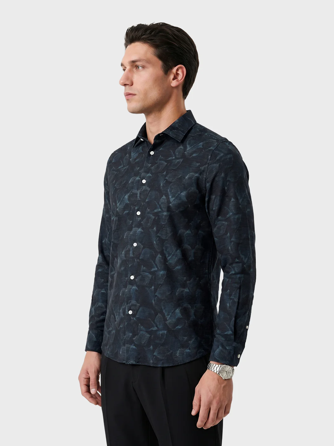 Men's Black Slim Fit Printed Party Wear Shirt - Image 4