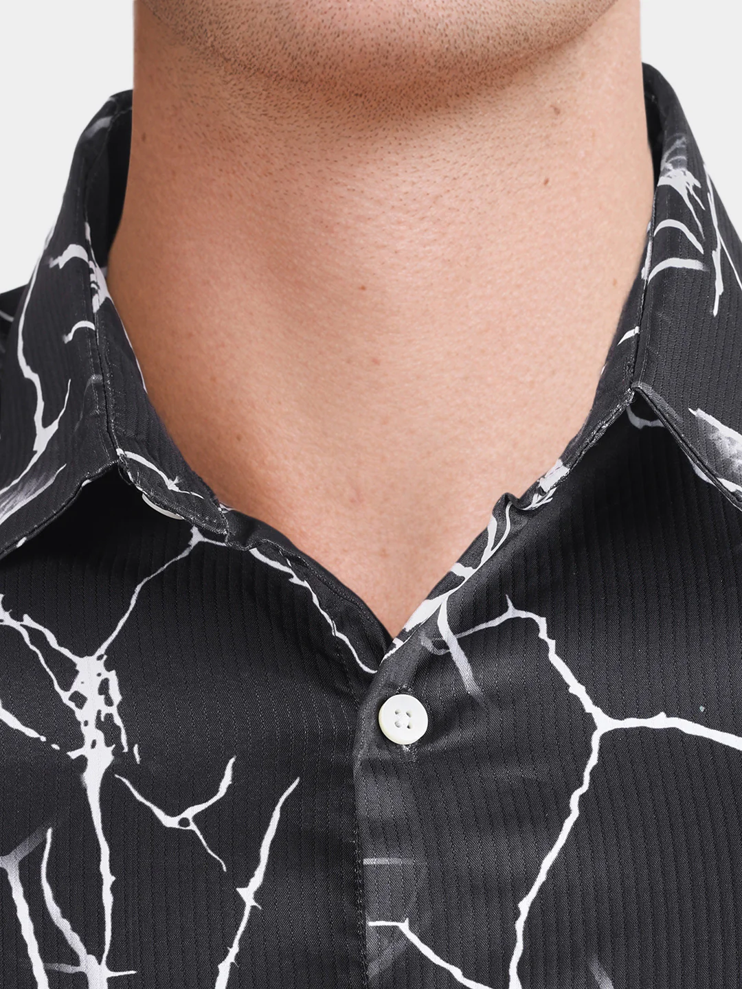 Men's Black Slim Fit Printed Party Wear Shirt - Image 3