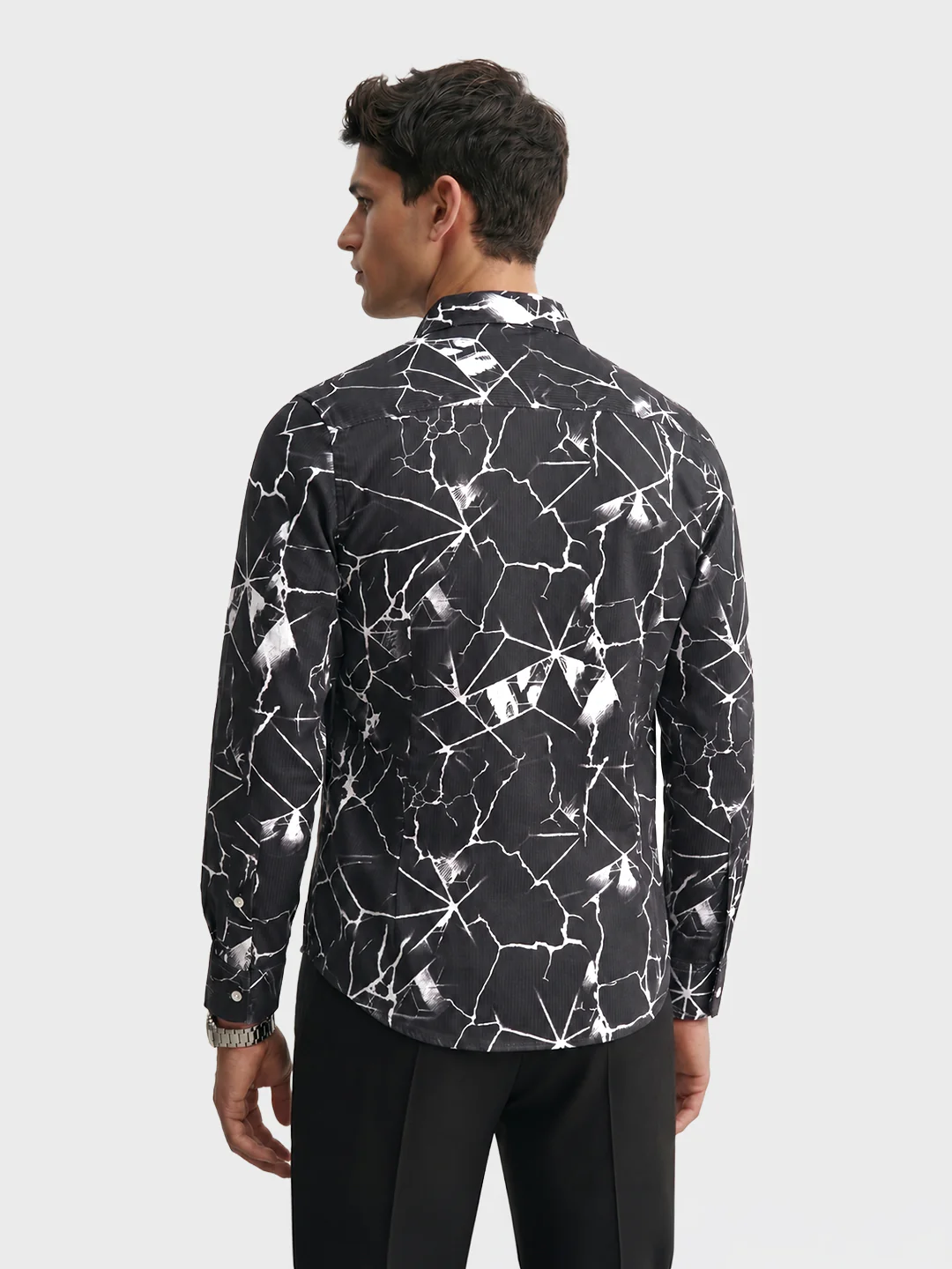 Men's Black Slim Fit Printed Party Wear Shirt - Image 5