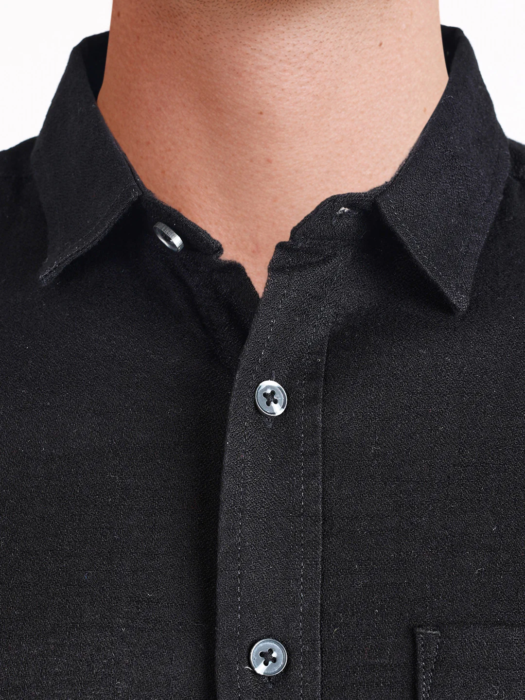 Men's Black Slim Fit Solid Casual Shirt - Image 3