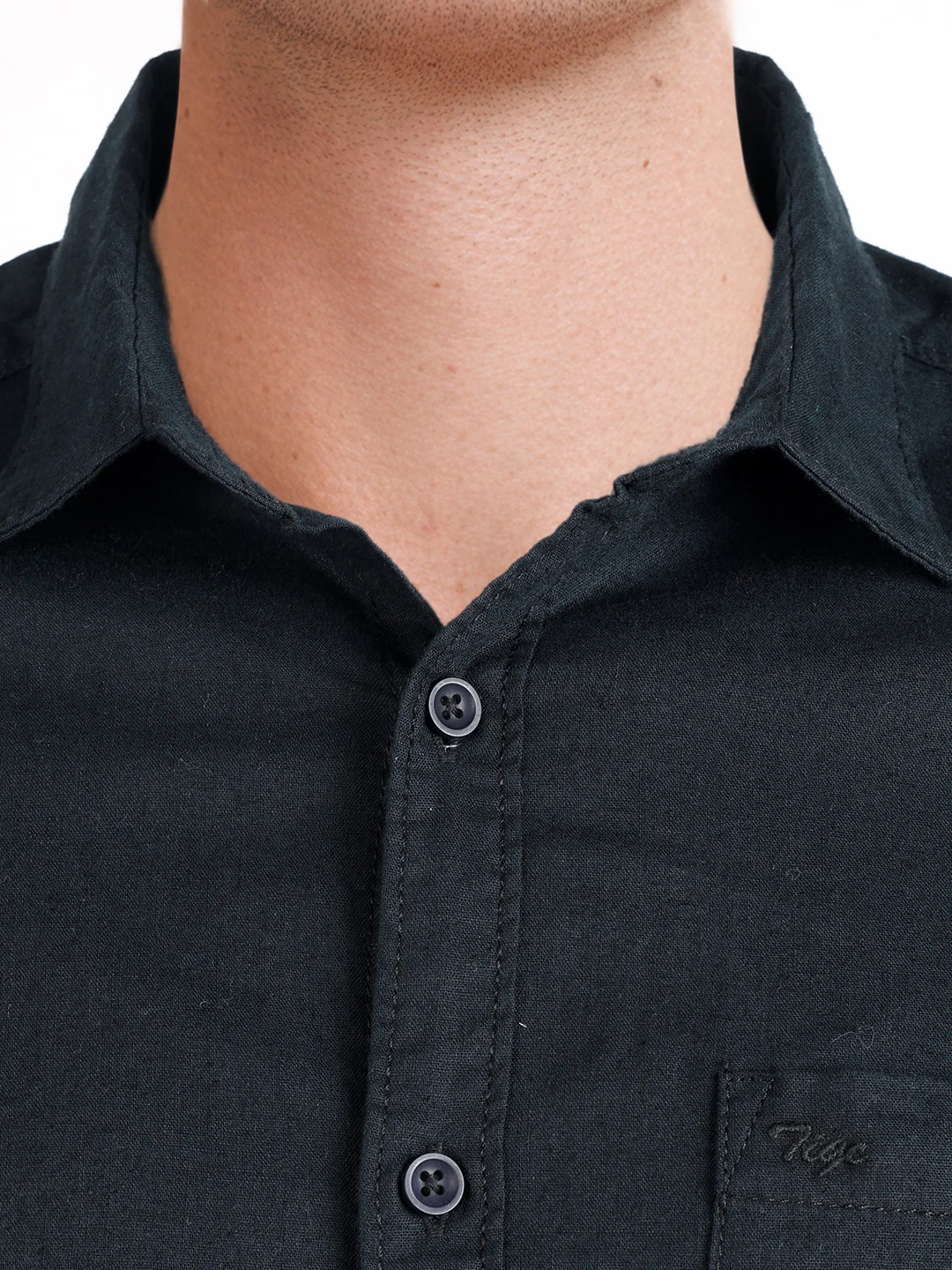 Men's Black Slim Fit Solid Casual Shirt - Image 3