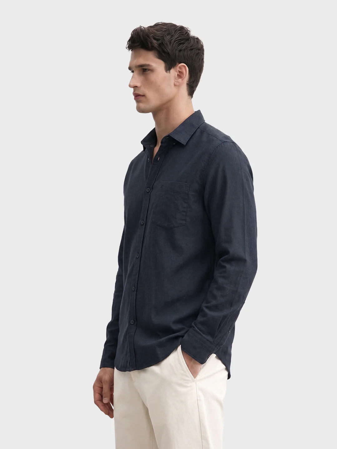 Men's Black Slim Fit Solid Casual Shirt - Image 4
