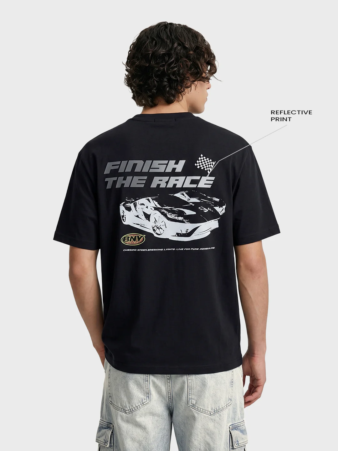 Men's Black Relaxed Fit Solid Casual T-Shirts - Image 5