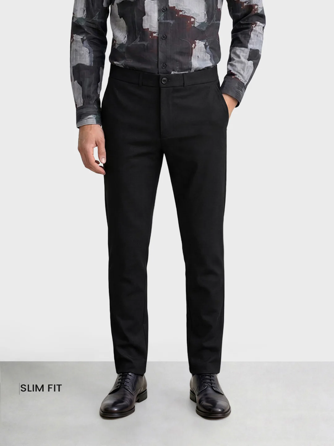 Men's Black Slim Fit Solid Formal Chinos