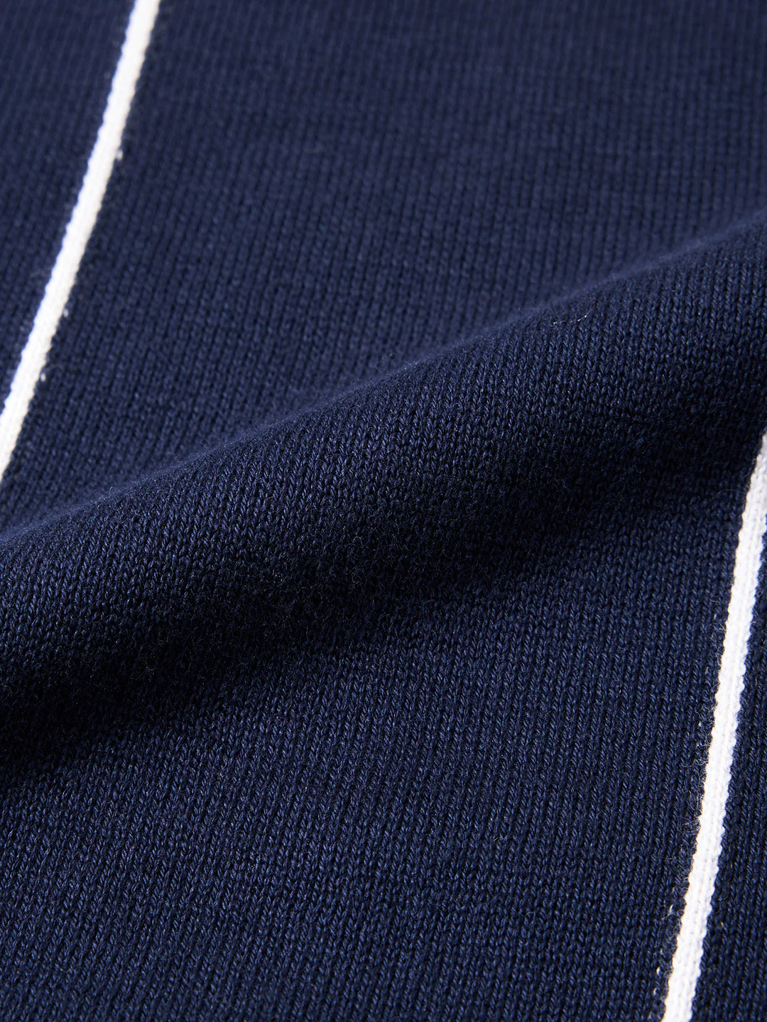 Men's Navy Blue Slim Fit Striped Flat Knit Polo T-Shirt - Image 7