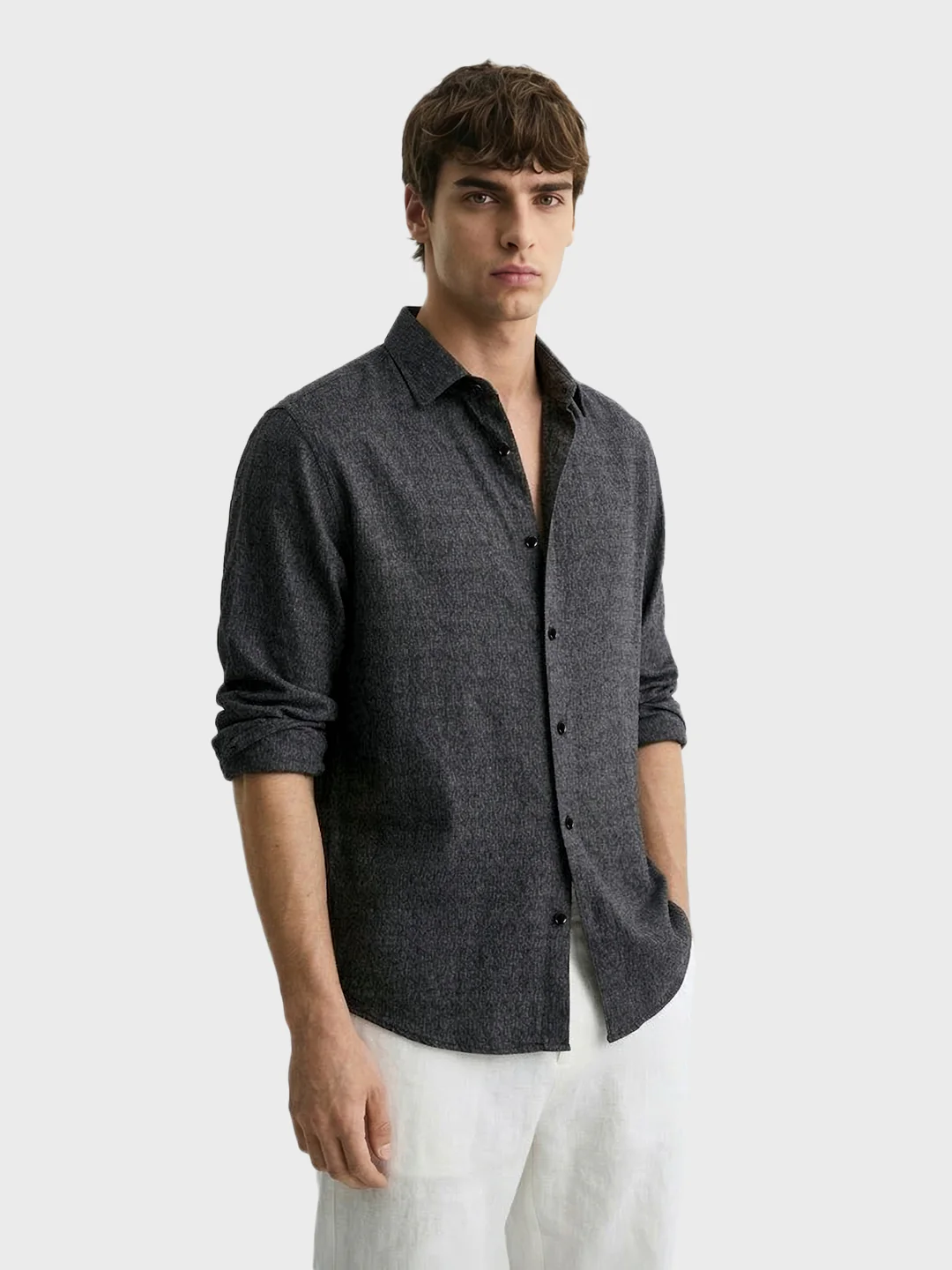 Men's Black Oversized Fit Textured Casual Shirt - Image 4