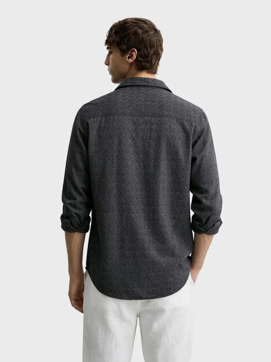 Men's Black Oversized Fit Textured Casual Shirt - Image 5
