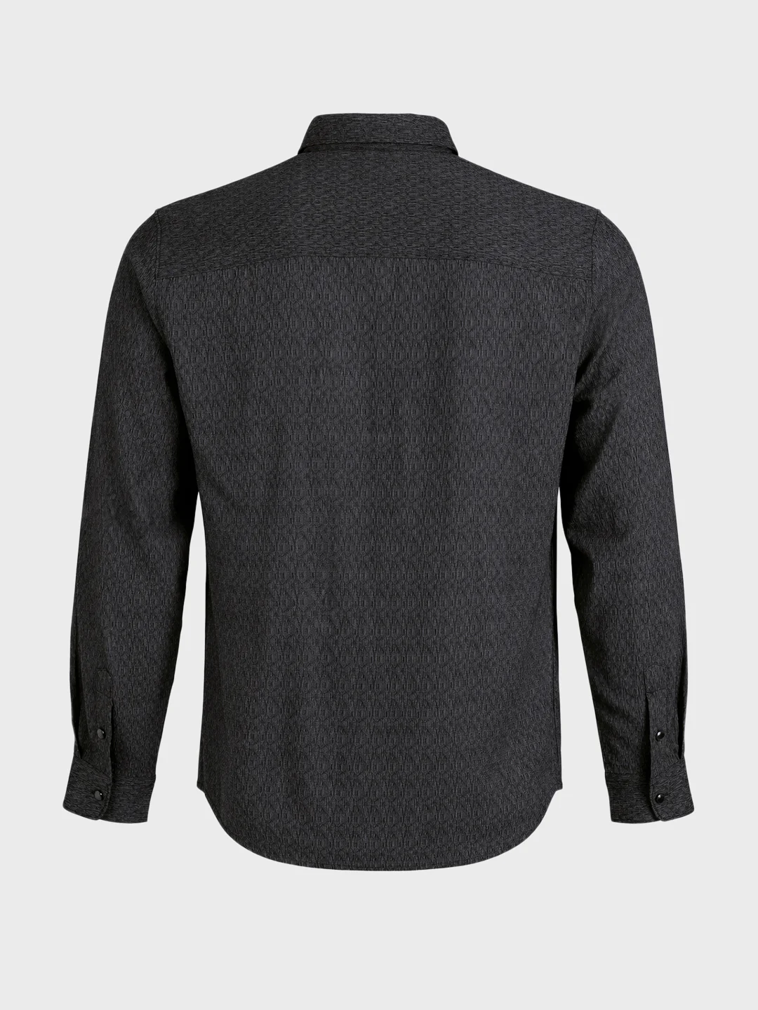 Men's Black Oversized Fit Textured Casual Shirt - Image 7