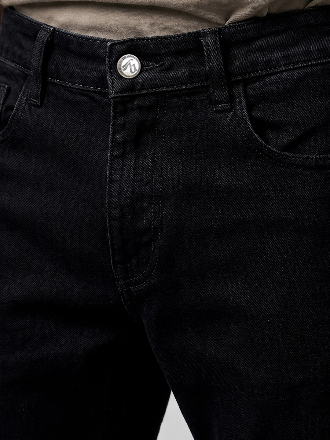 Men's Black Slim Straight Fit Solid Casual Jeans - Image 3
