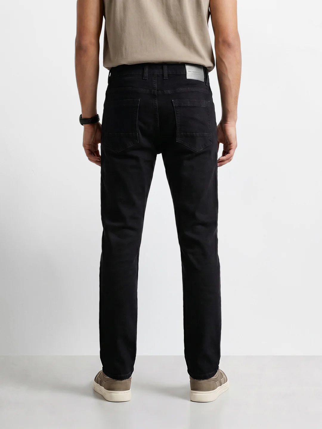 Men's Black Slim Straight Fit Solid Casual Jeans - Image 5