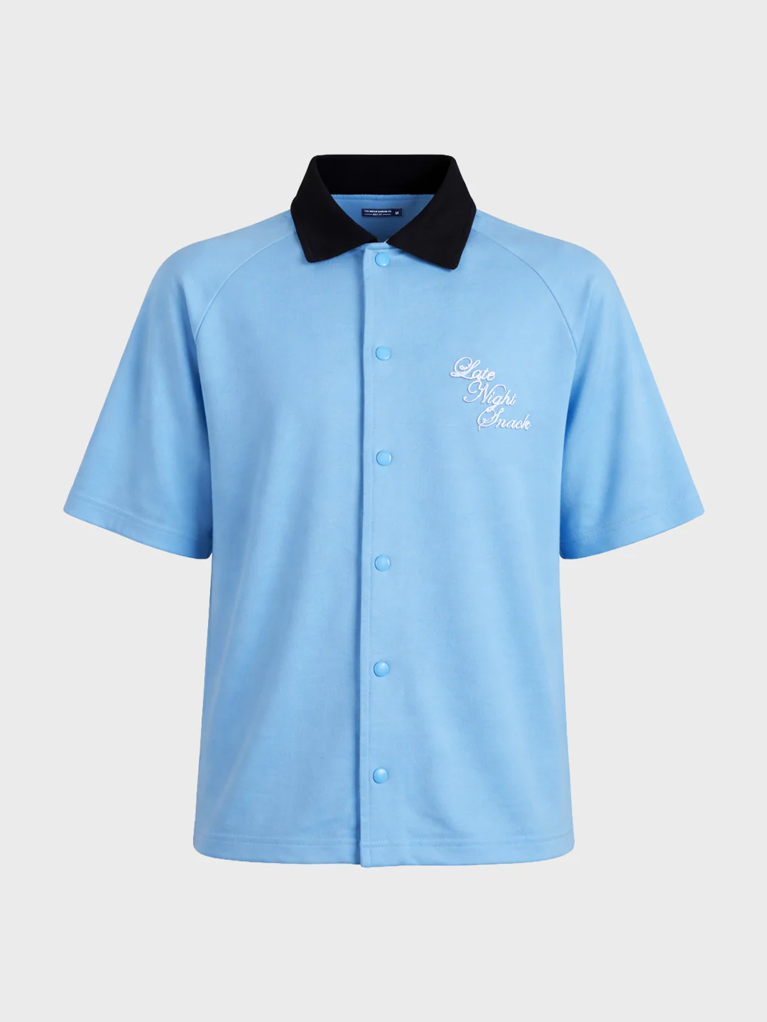 Men's Blue Boxy Fit Embroided Casual Shirt - Image 3