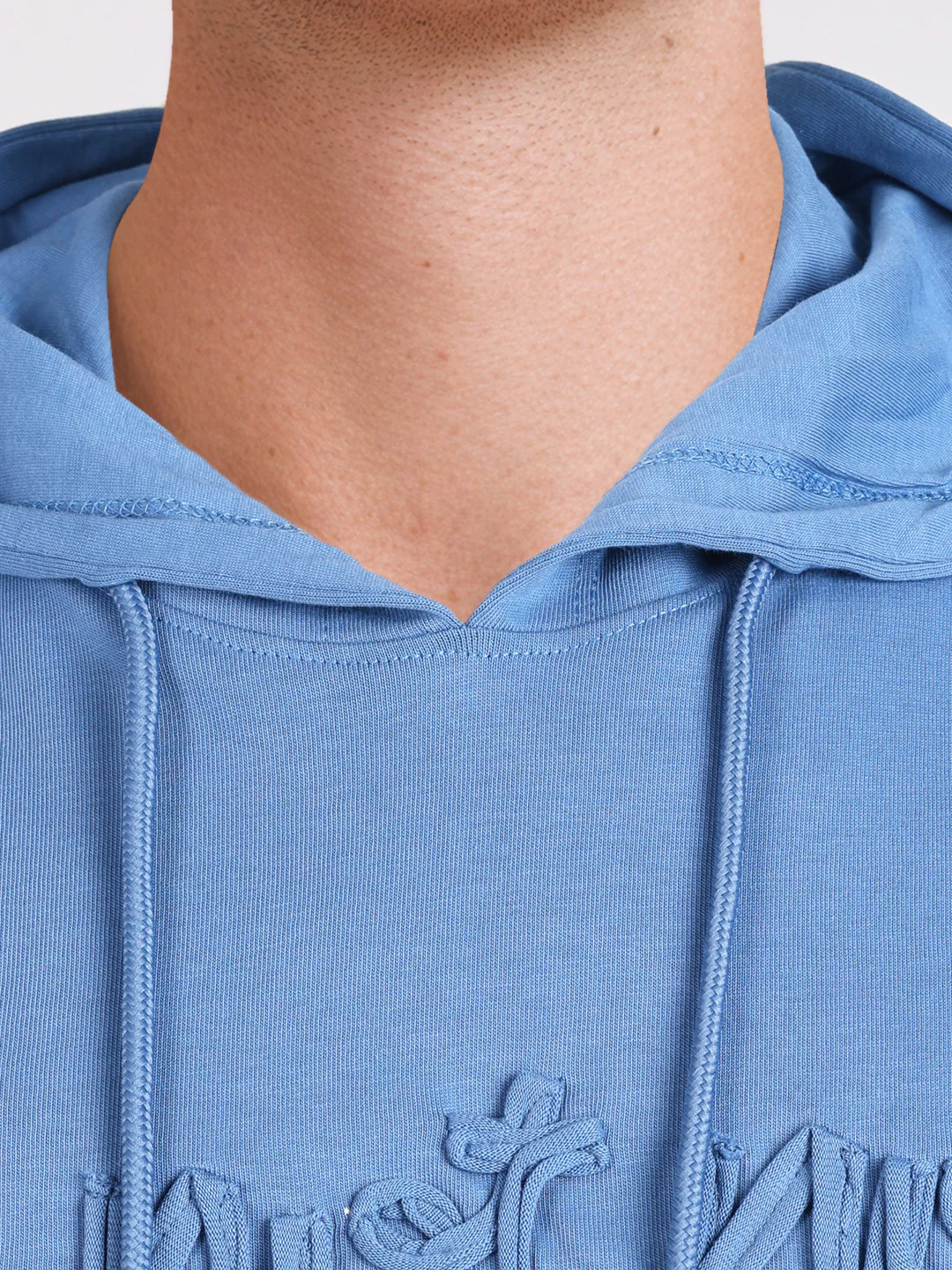 Men's Blue Relaxed Fit Embroidered Casual T-Shirts - Image 3