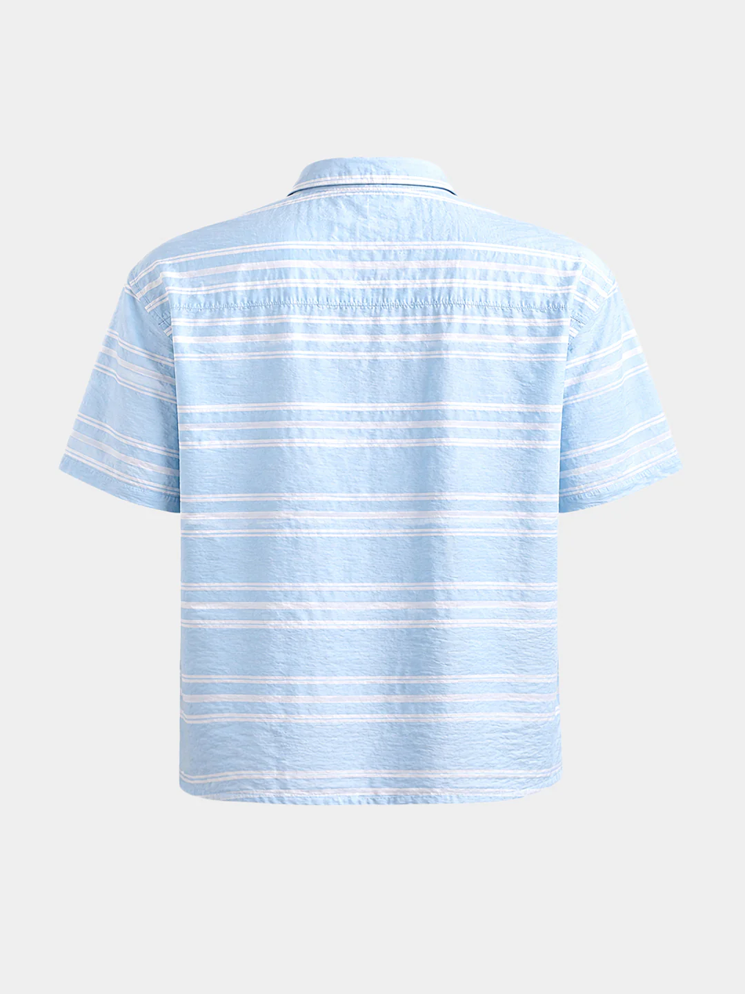 Men's Blue Boxy Fit Striped Resort Wear Shirt - Image 6