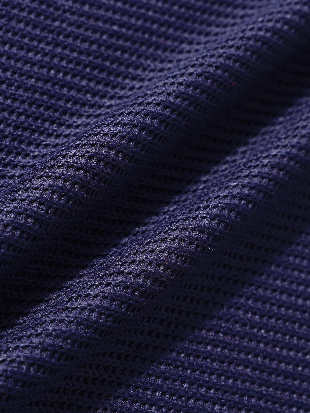 Men's Navy Blue Boxy Fit Textured Casual T-Shirt - Image 7