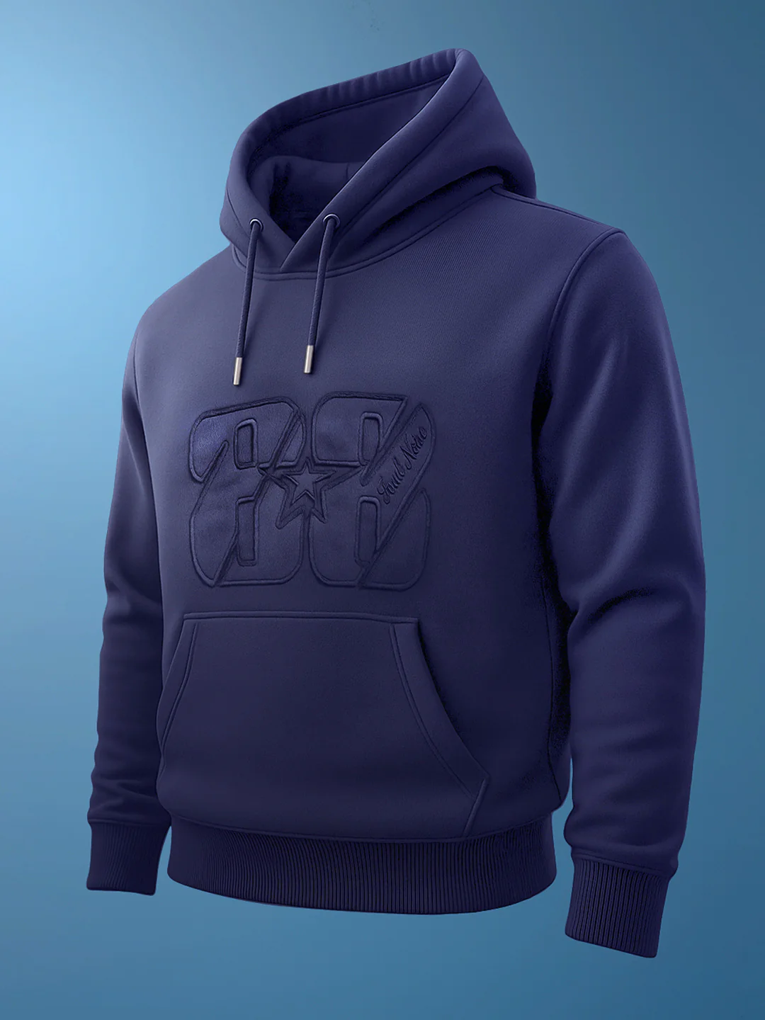 Men's Navy Blue Oversized Fit Embroided Casual Sweatshirt