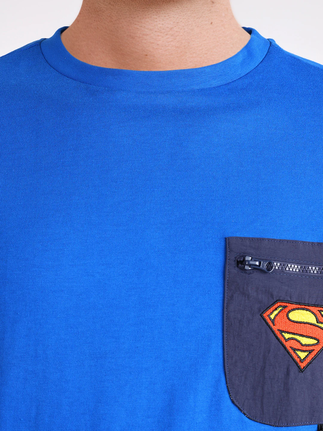Men's Blue Oversized Fit Super Man Character T-Shirt - Image 3
