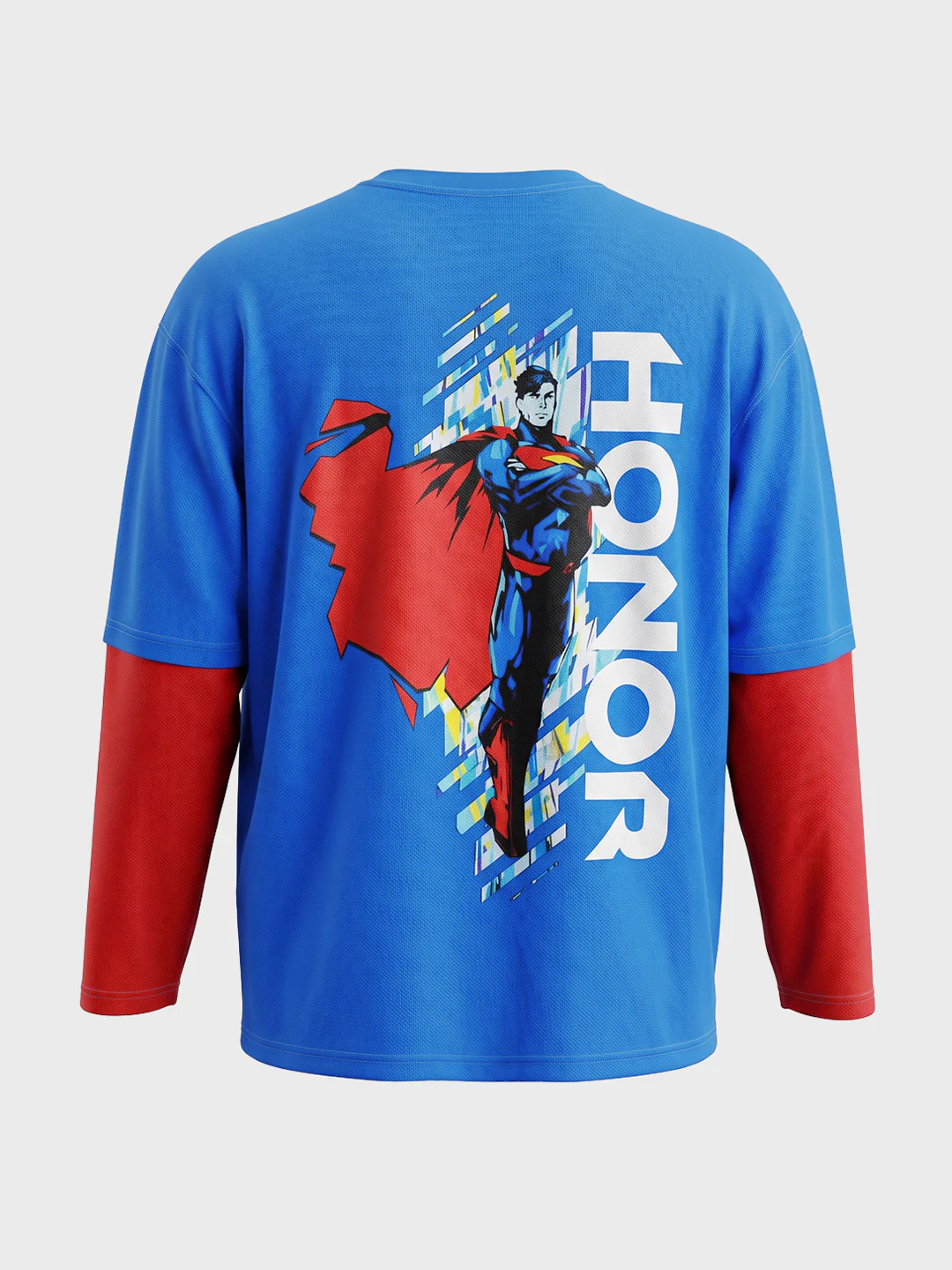 Men's Blue Oversized Fit Super Man Character T-Shirt - Image 7
