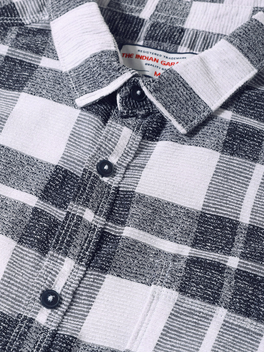Men's Navy Blue Regular Fit Checkered Casual Shirt - Image 6