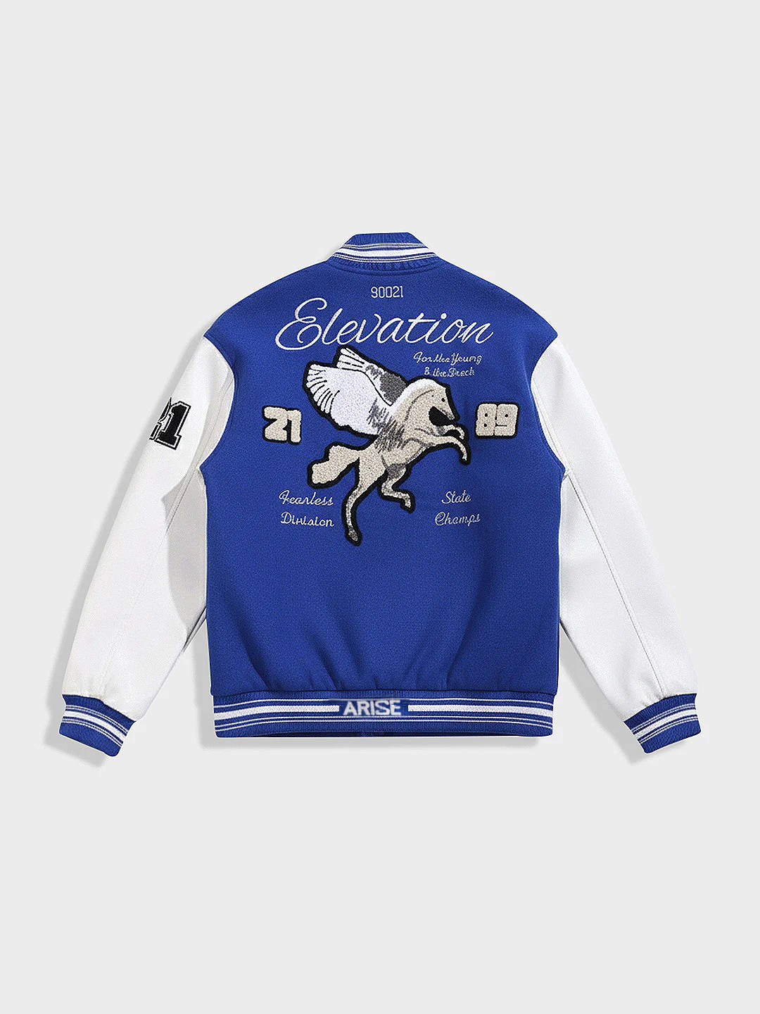 Men's Blue Regular Fit Embroided Casual Bomber Jacket - Image 5
