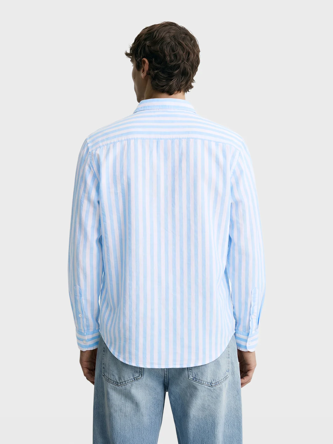 Men's Blue Regular Fit Embroidered Casual Shirt - Image 5