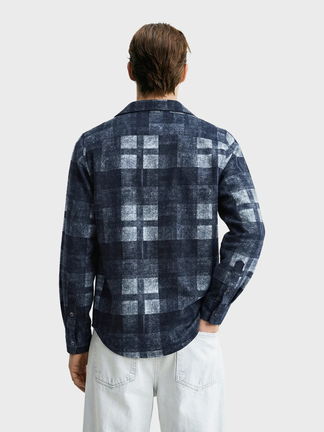 Men's Navy Blue Regular Fit Checkered Casual Shirt - Image 5