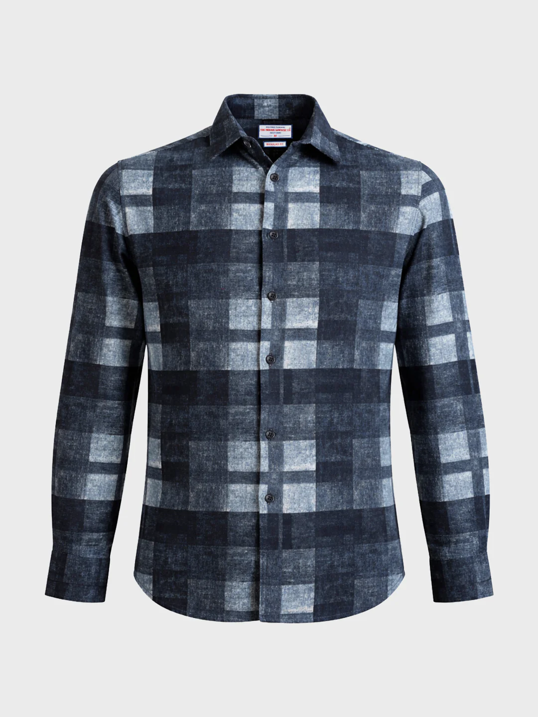 Men's Navy Blue Regular Fit Checkered Casual Shirt - Image 6