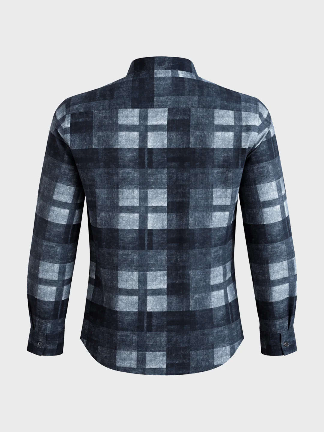 Men's Navy Blue Regular Fit Checkered Casual Shirt - Image 7