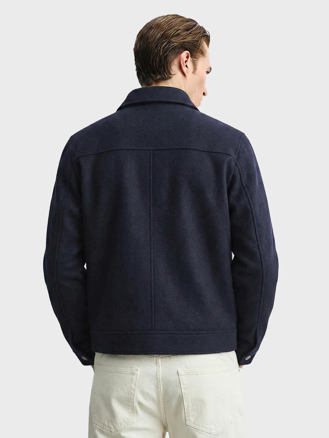 Men's Navy Blue Regular Fit Solid Casual Biker Jacket - Image 2