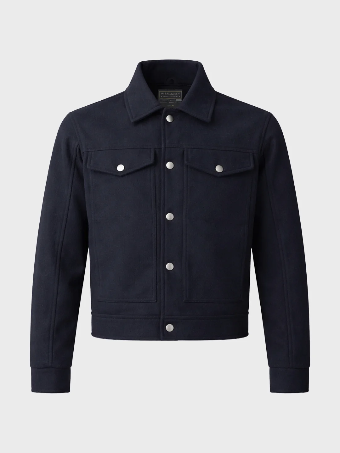 Men's Navy Blue Regular Fit Solid Casual Biker Jacket - Image 4