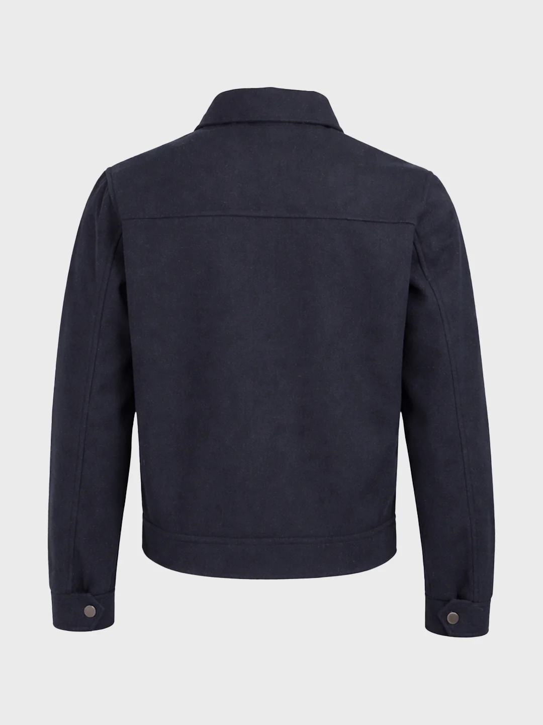Men's Navy Blue Regular Fit Solid Casual Biker Jacket - Image 5
